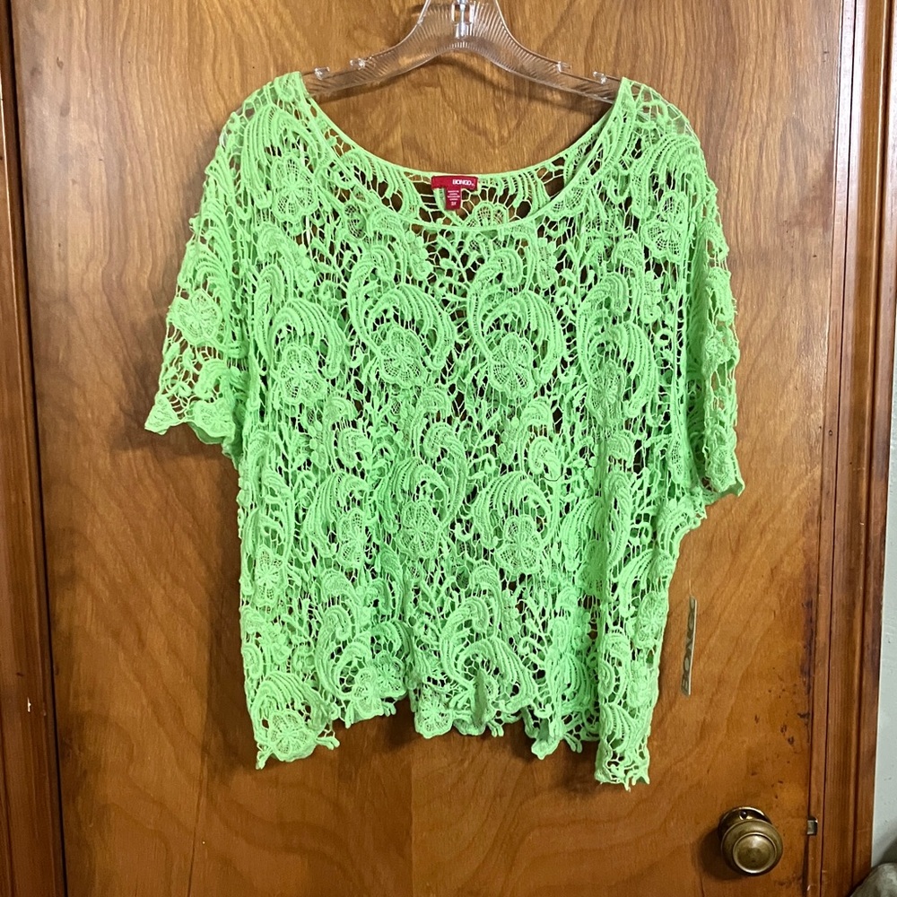 Bongo Crochet Lace Crop Top - Lime Green